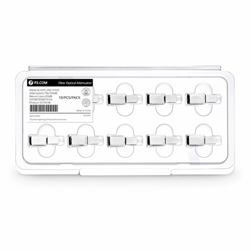 Refurb Squared SC/UPC Singlemode Fixed Fiber Optic Attenuator, Male-Female, 10dB (10pcs/Pack)