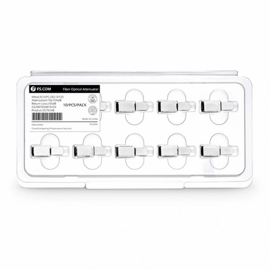 Refurb Squared SC/UPC Singlemode Fixed Fiber Optic Attenuator, Male-Female, 10dB (10pcs/Pack)