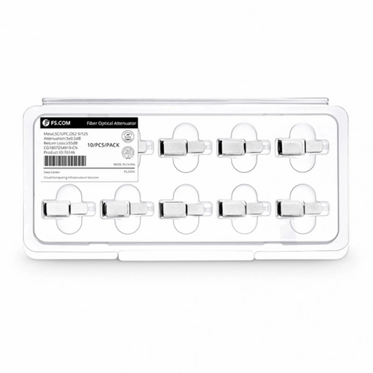 Refurb Squared SC/UPC Singlemode Fixed Fiber Optic Attenuator, Male-Female, 3dB (10pcs/Pack)