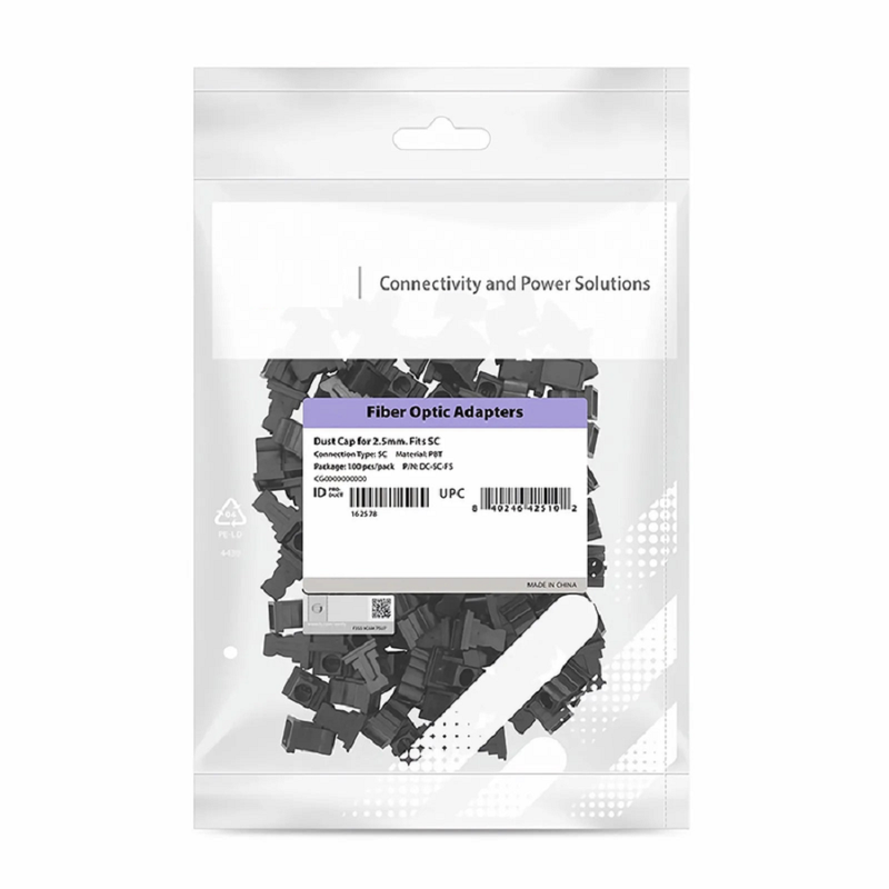 Refurb Squared SC Mating Sleeve Adapter Dust Caps, Black Color (100pcs/pack)