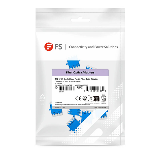Refurb Squared LC/UPC to LC/UPC Quad OS2 Single Mode Plastic Fiber Optic Adapter/Coupler with Flange, 10Pcs/Pack