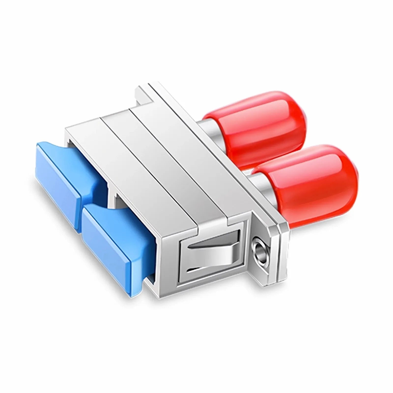 Refurb Squared ST/UPC Female to SC/UPC Female Hybrid Duplex Single Mode/Multimode Metal Fiber Optic Adapter/Coupler with Flange