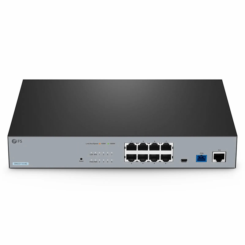 Refurb Squared ONU2110-8G, XPON (GPON + EPON) MDU ONU with 1 x PON, 8 x GE