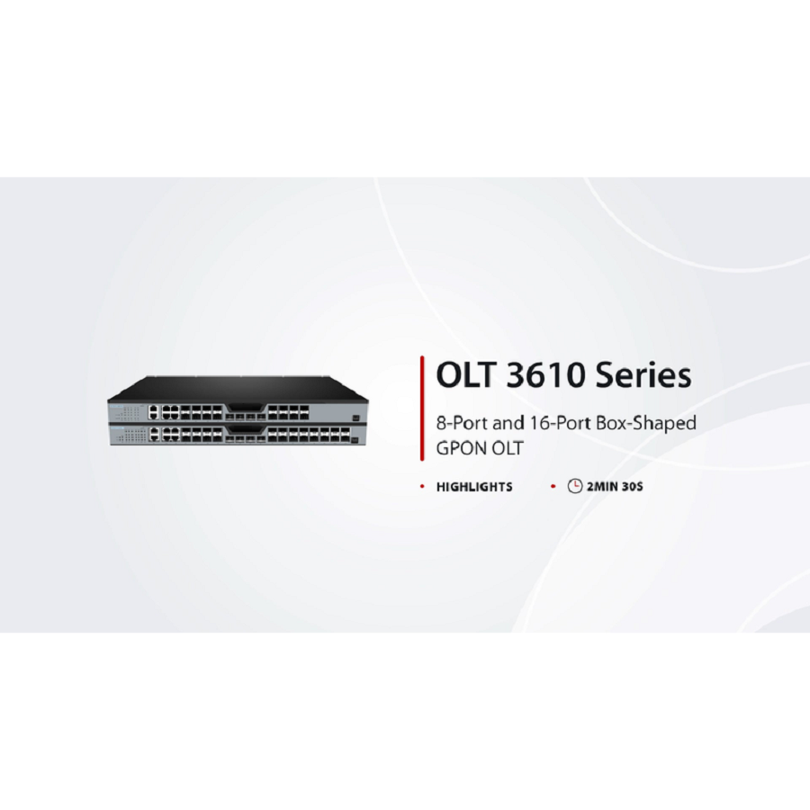 Refurb Squared OLT3610-08GP4S, Layer 3 Feature 8-Port GPON OLT with 10G SFP+ Uplink Ports, AC Power Supply, Broadcom Chip