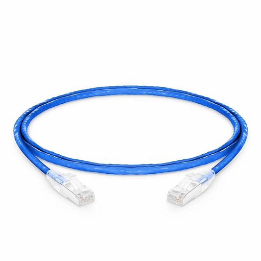 Refurb Squared 4ft (1.2m) Cat6a 26AWG Snagless Shielded (S/FTP) PVC CM Ethernet Network Patch Cable, Blue