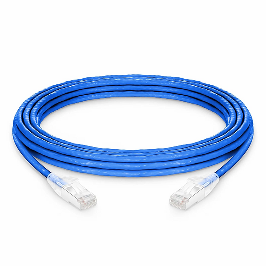 Refurb Squared 25ft (7.6m) Cat6a 26AWG Snagless Shielded (S/FTP) PVC CM Ethernet Network Patch Cable, Blue