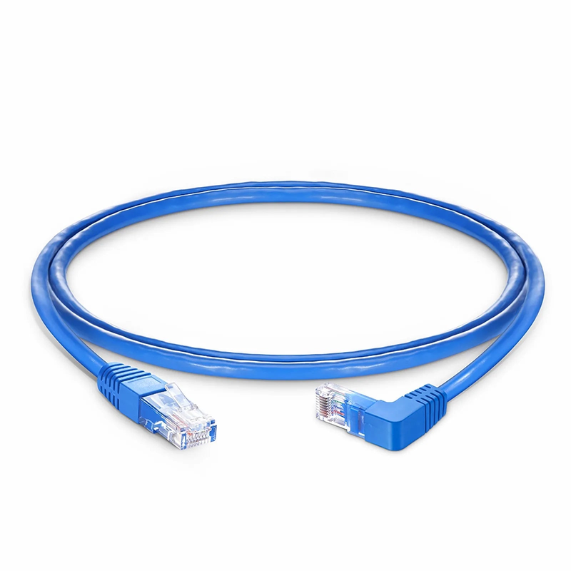 Refurb Squared 3ft (0.9m) 90 Degree Cat6 26AWG Snagless Unshielded (U/UTP) PVC CM Ethernet Network Patch Cable, RJ45 Right Angle Down Male to RJ45 Male, Blue