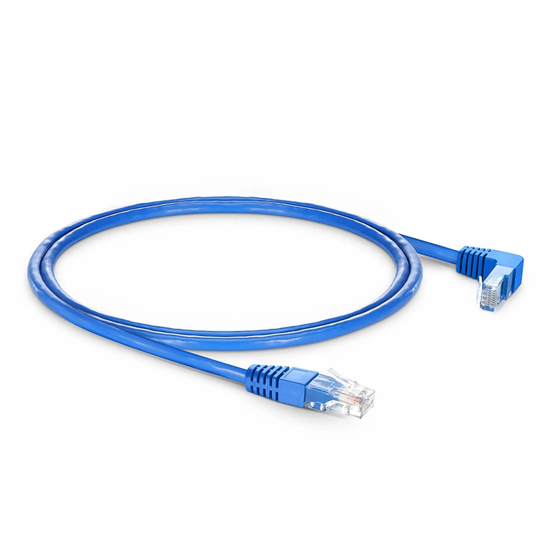 Refurb Squared 3ft (0.9m) 90 Degree Cat6 26AWG Snagless Unshielded (U/UTP) PVC CM Ethernet Network Patch Cable, RJ45 Right Angle Down Male to RJ45 Male, Blue