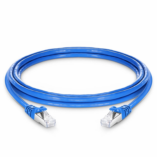 Refurb Squared 10ft (3m) Cat6a 26AWG Snagless Shielded (S/FTP) PVC CM Ethernet Network Patch Cable, Blue
