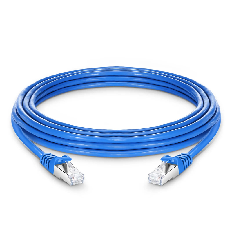 Refurb Squared 20ft (6.1m) Cat6a 26AWG Snagless Shielded (S/FTP) PVC CM Ethernet Network Patch Cable, Blue