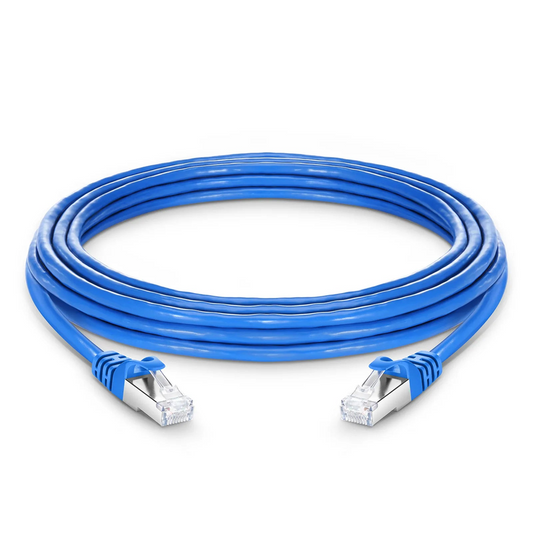 Refurb Squared 20ft (6.1m) Cat6a 26AWG Snagless Shielded (S/FTP) PVC CM Ethernet Network Patch Cable, Blue
