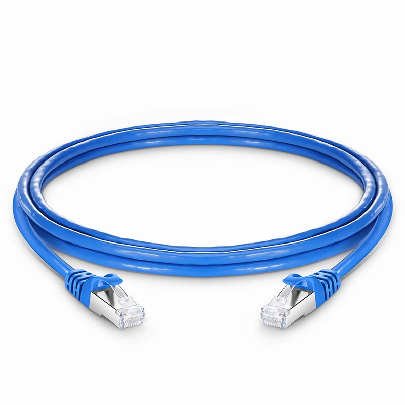 Refurb Squared 8ft (2.4m) Cat6a 26AWG Snagless Shielded (S/FTP) PVC CM Ethernet Network Patch Cable, Blue