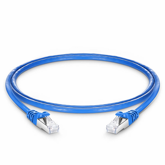 Refurb Squared 4ft (1.2m) Cat6a 26AWG Snagless Shielded (S/FTP) PVC CM Ethernet Network Patch Cable, Blue