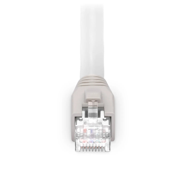 Refurb Squared 25ft (7.6m) Cat8 24AWG Snagless Shielded (S/FTP) PVC CM Ethernet Network Patch Cable, PoE++, 40G, 2GHz, Off-White