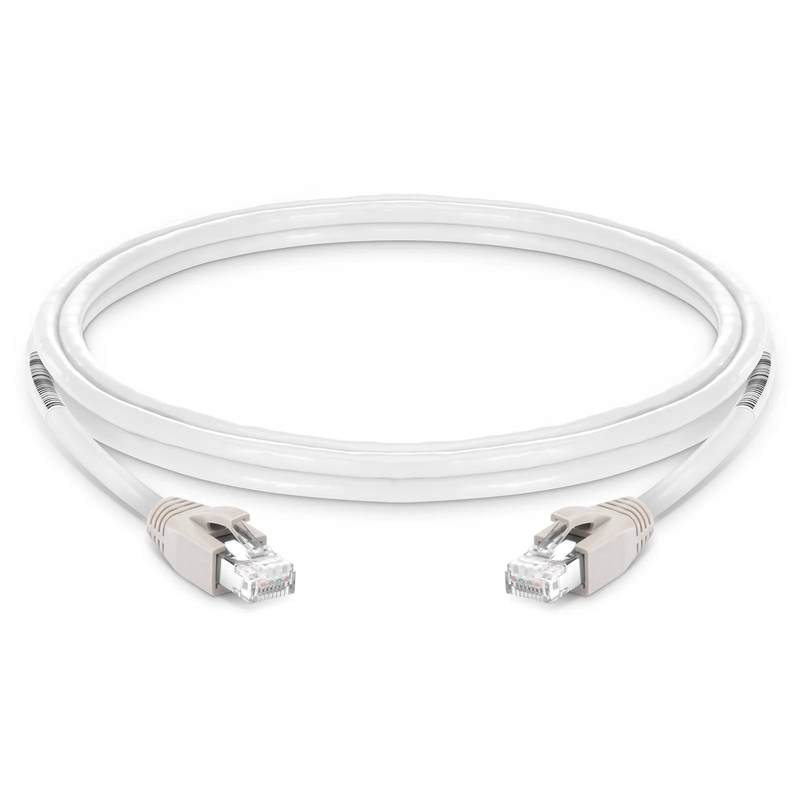 Refurb Squared 7ft (2.1m) Cat8 24AWG Snagless Shielded (S/FTP) PVC CM Ethernet Network Patch Cable, PoE++, 40G, 2GHz, Off-White