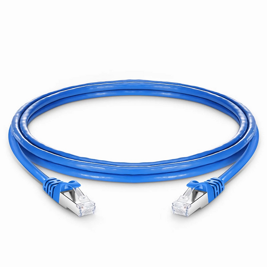 Refurb Squared 6ft (1.8m) Cat6 26AWG Snagless Shielded (S/FTP) PVC CM Ethernet Network Patch Cable, Blue