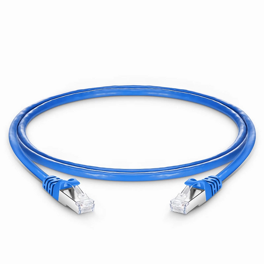 Refurb Squared 4ft (1.2m) Cat6 26AWG Snagless Shielded (S/FTP) PVC CM Ethernet Network Patch Cable, Blue