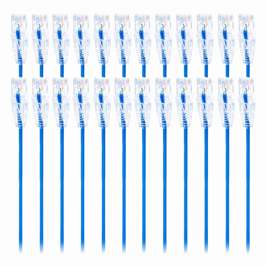 Refurb Squared 7ft (2.1m) Cat6 Snagless Unshielded (U/UTP) PVC CM Small Diameter High-Flex Ethernet Network Patch Cable, Blue, (24pcs/pack)