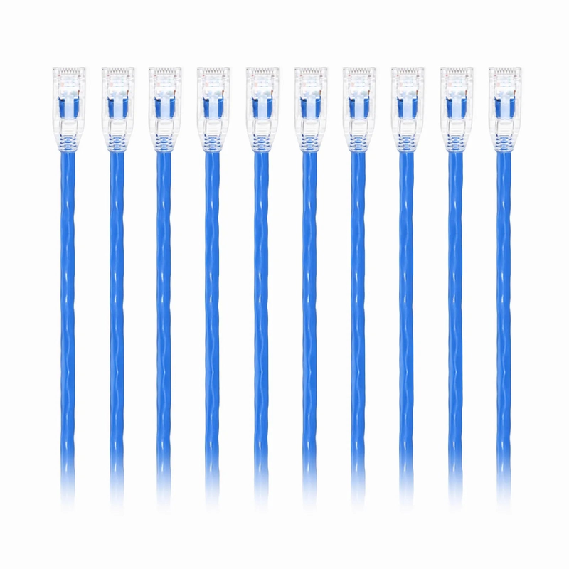 Refurb Squared 6in (0.15m) Cat6 28AWG Snagless Unshielded (U/UTP) PVC CM Small Diameter High-Flex Ethernet Network Patch Cable, Blue, (10pcs/pack)