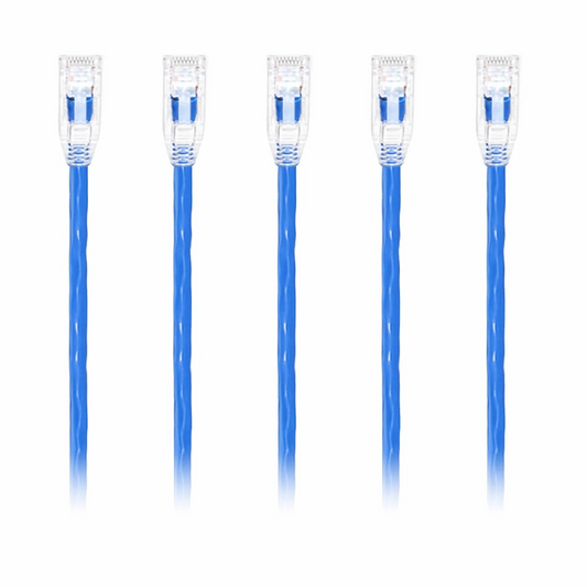 Refurb Squared 12ft (3.7m) Cat6 24AWG Snagless Unshielded (U/UTP) PVC CM Ethernet Network Patch Cable, Blue, (5pcs/pack)