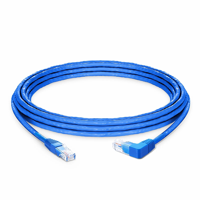 Refurb Squared 15ft (4.6m) 90 Degree Cat6 26AWG Snagless Unshielded (U/UTP) PVC CM Ethernet Network Patch Cable, RJ45 Right Angle UP Male to RJ45 Male, Blue