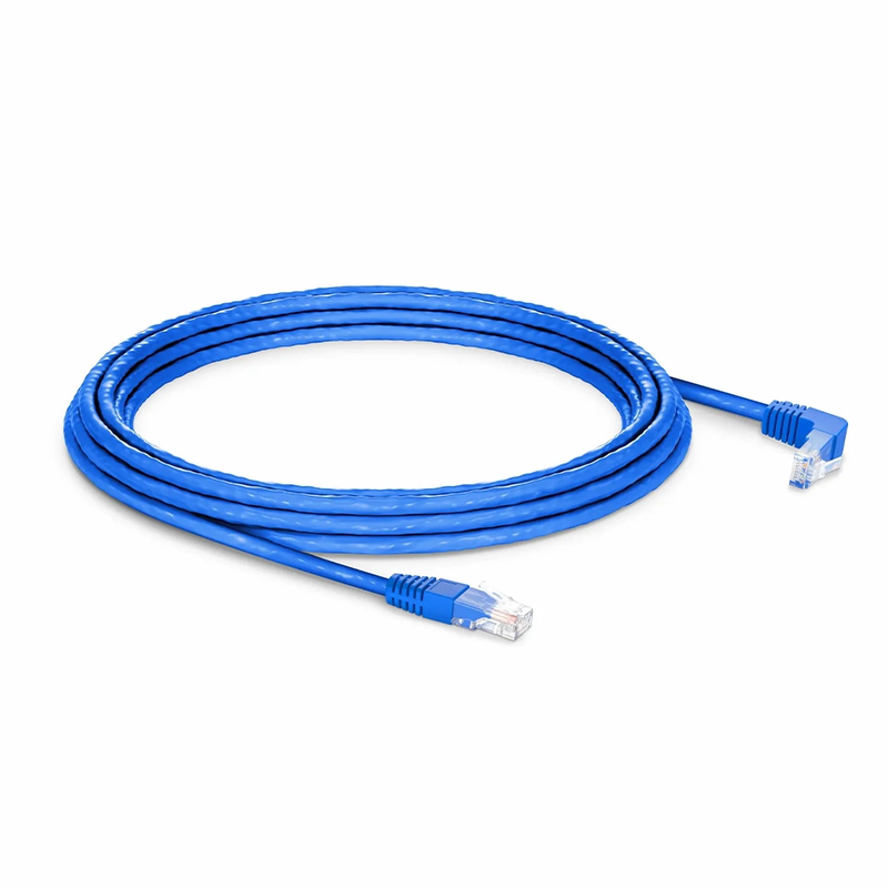 Refurb Squared 15ft (4.6m) 90 Degree Cat6 26AWG Snagless Unshielded (U/UTP) PVC CM Ethernet Network Patch Cable, RJ45 Right Angle UP Male to RJ45 Male, Blue