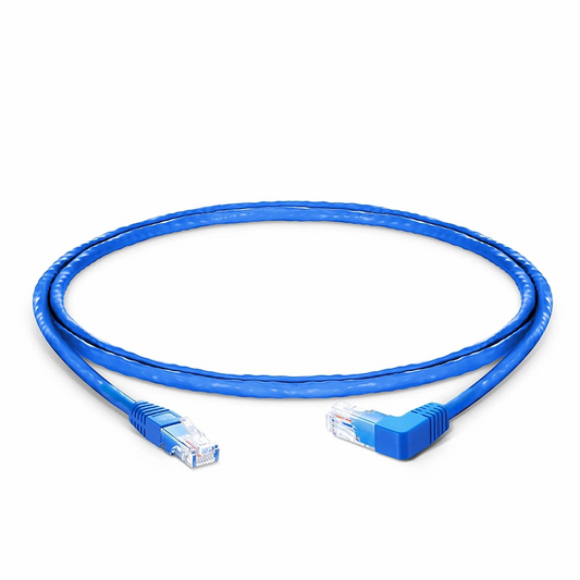 Refurb Squared 3ft (0.9m) 90 Degree Cat6 26AWG Snagless Unshielded (U/UTP) PVC CM Ethernet Network Patch Cable, RJ45 Right Angle UP Male to RJ45 Male, Blue