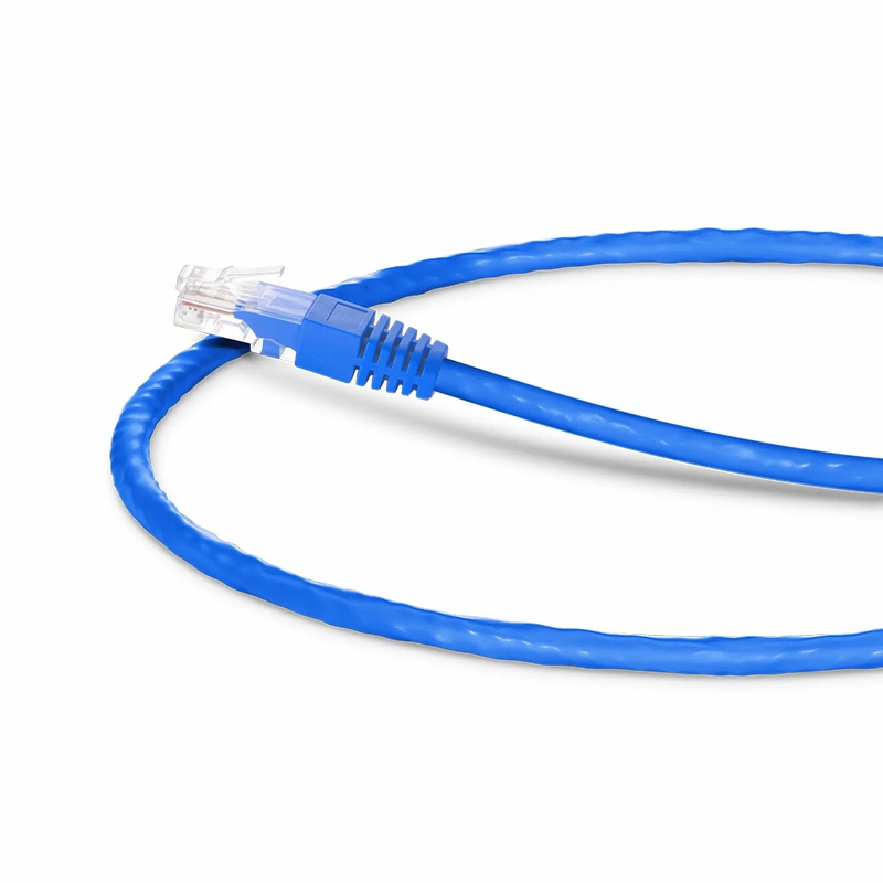 Refurb Squared 1ft (0.3m) 90 Degree Cat6 26AWG Snagless Unshielded (U/UTP) PVC CM Ethernet Network Patch Cable, RJ45 Right Angle UP Male to RJ45 Male, Blue