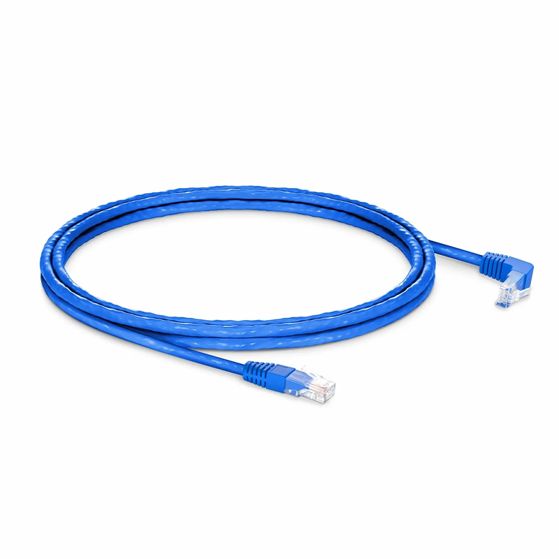 Refurb Squared 5ft (1.5m) 90 Degree Cat6 26AWG Snagless Unshielded (U/UTP) PVC CM Ethernet Network Patch Cable, RJ45 Right Angle UP Male to RJ45 Male, Blue