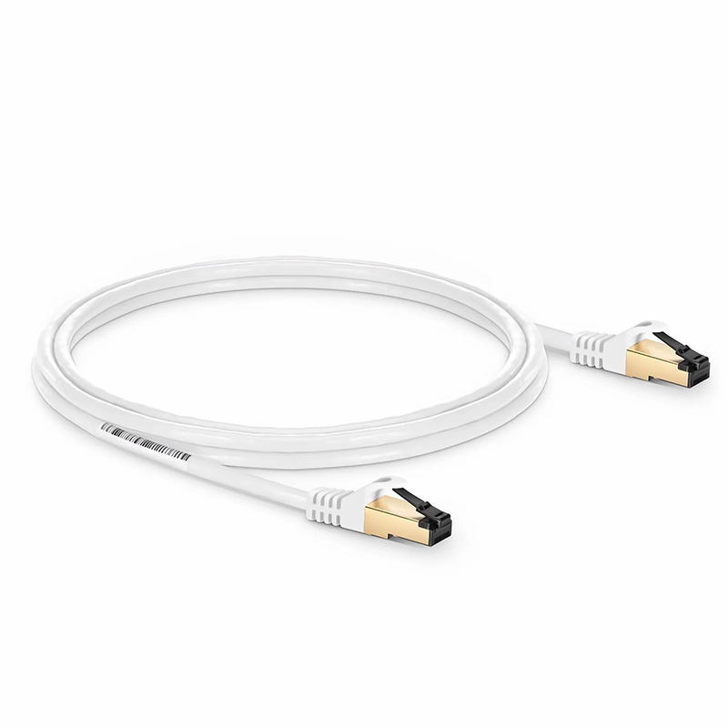 Refurb Squared 7ft (2.1m) Cat8 28AWG Snagless Shielded (S/FTP) PVC CM Ethernet Network Patch Cable, Off-White