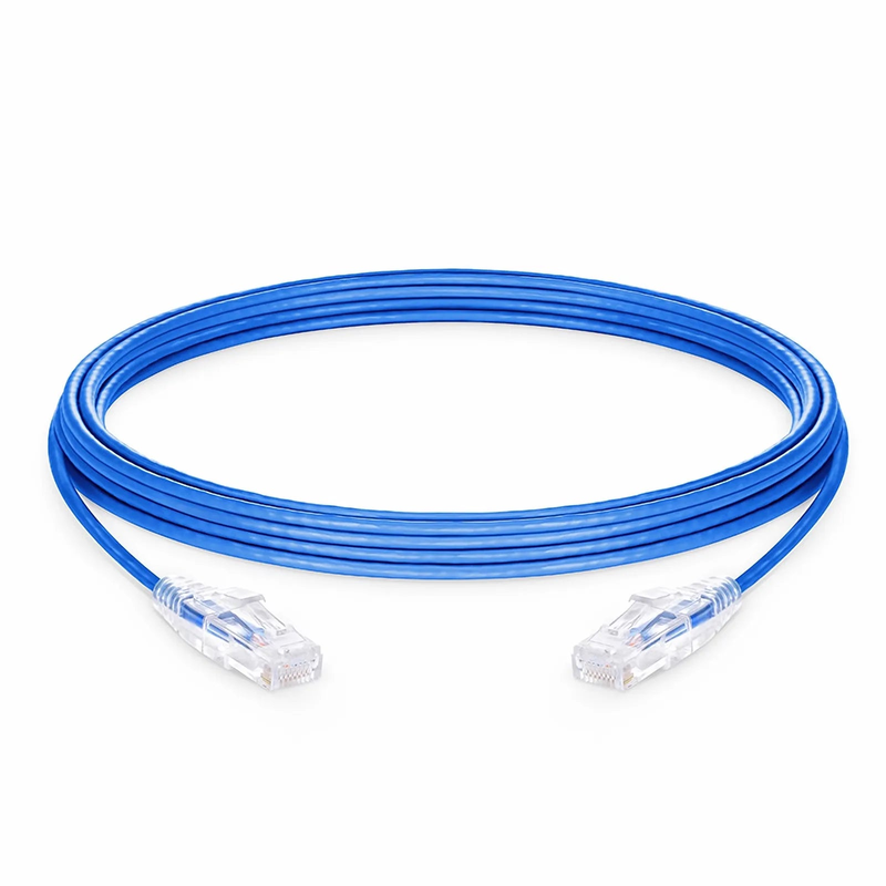 Refurb Squared 50ft (15.2m) Cat6a 28AWG Snagless Unshielded (U/UTP) CM/LSZH Small Diameter High-Flex Ethernet Network Patch Cable, Blue