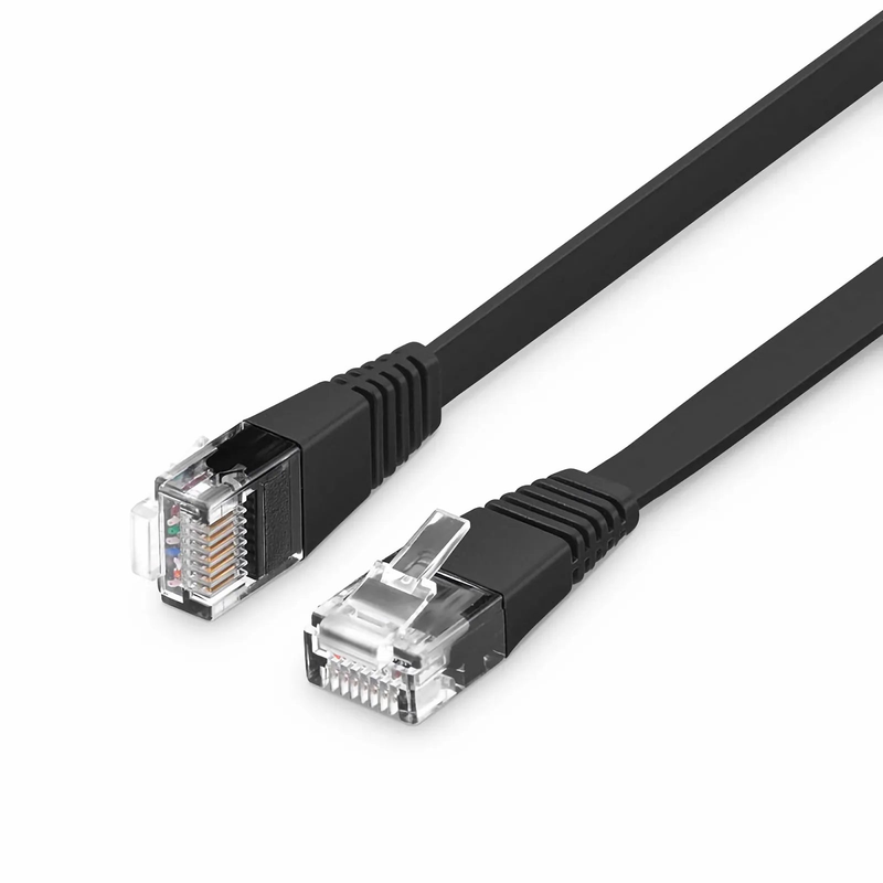 Refurb Squared 3ft (0.9m) Flat Cat6 32AWG Snagless Unshielded (U/UTP) PVC Ethernet Network Patch Cable, Black