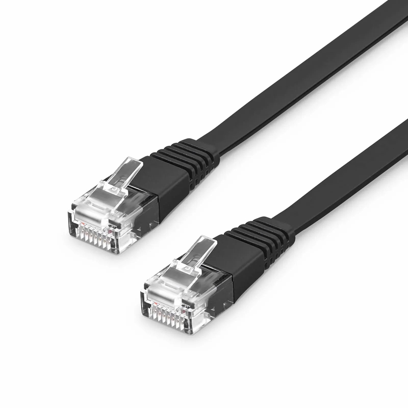 Refurb Squared 10ft (3m) Flat Cat6 32AWG Snagless Unshielded (U/UTP) PVC Ethernet Network Patch Cable, Black
