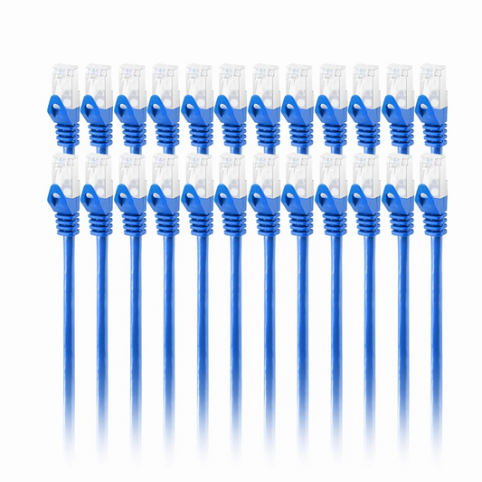 Refurb Squared 6ft (1.8m) Cat6a 26AWG Snagless Shielded (S/FTP) PVC CM Ethernet Network Patch Cable, Blue, 24Pcs/pack