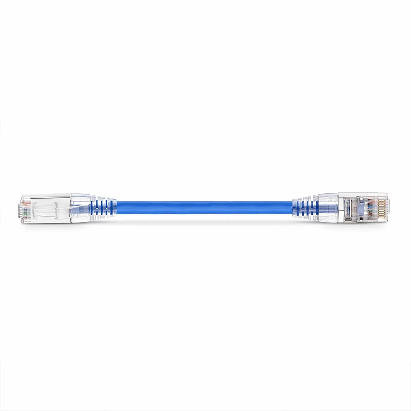 Refurb Squared 6in (0.15m) Cat6a 26AWG Snagless Shielded (S/FTP) LSZH Ethernet Network Patch Cable, Blue