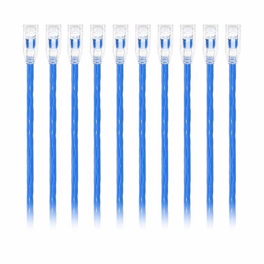 Refurb Squared 6in (0.15m) Cat6 24AWG Snagless Unshielded (U/UTP) PVC CM Ethernet Network Patch Cable, Blue, (10pcs/pack)