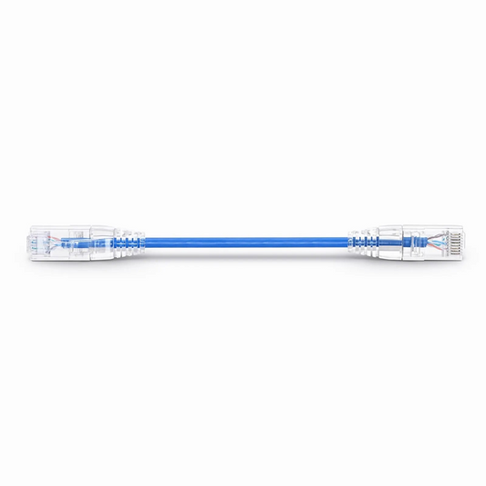 Refurb Squared 6in (0.15m) Cat6a 28AWG Snagless Unshielded (U/UTP) PVC CM Small Diameter High-Flex Ethernet Network Patch Cable, Blue