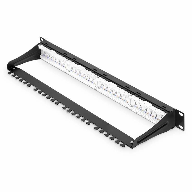 Refurb Squared Cat6a 110-Style Unshielded Patch Panel, 24-Port, 1RU, Cable Management Bar Included