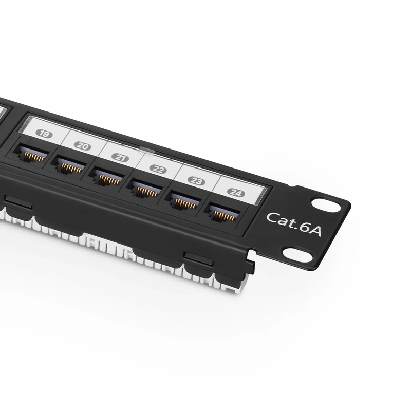 Refurb Squared Cat6a 110-Style Unshielded Patch Panel, 24-Port, 1RU, Cable Management Bar Included