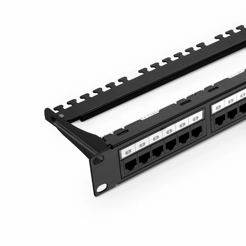 Refurb Squared Cat6a 110-Style Unshielded Patch Panel, 24-Port, 1RU, Cable Management Bar Included
