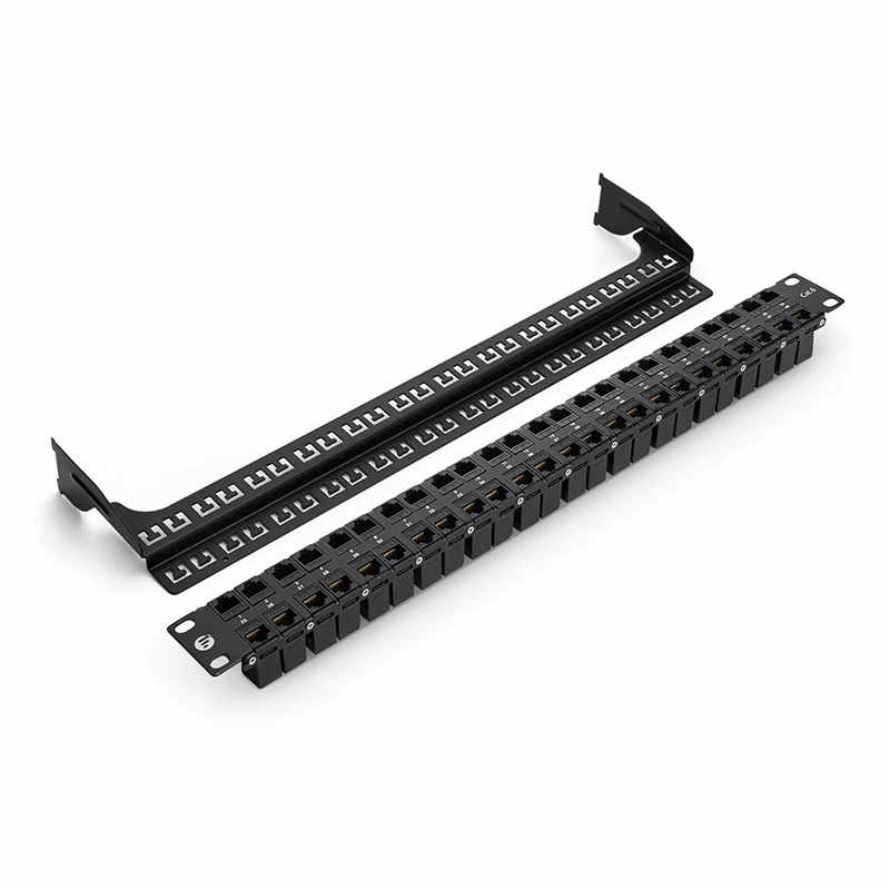 Refurb Squared Cat6 High Density Coupler Patch Panel, 48-Port, 1RU, Cable Management Bar Included
