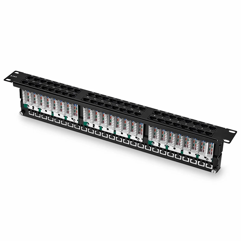 Refurb Squared Cat6 110-Style Patch Panel, 48-Port, 1RU, Cable Management Bar Included