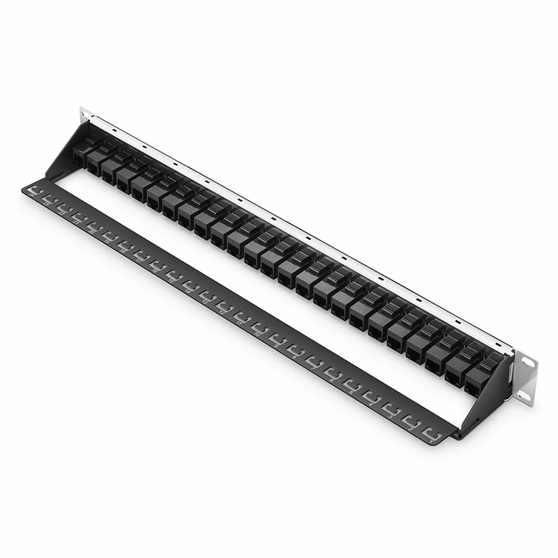 Refurb Squared Cat5e Coupler Patch Panel, 24-Port, 1RU, Cable Management Bar Included