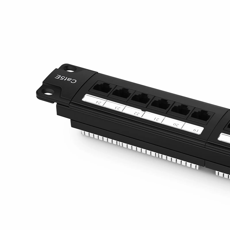 Refurb Squared Cat5e 110-Style Patch Panel, 24-Port, 1RU, Cable Management Bar Included