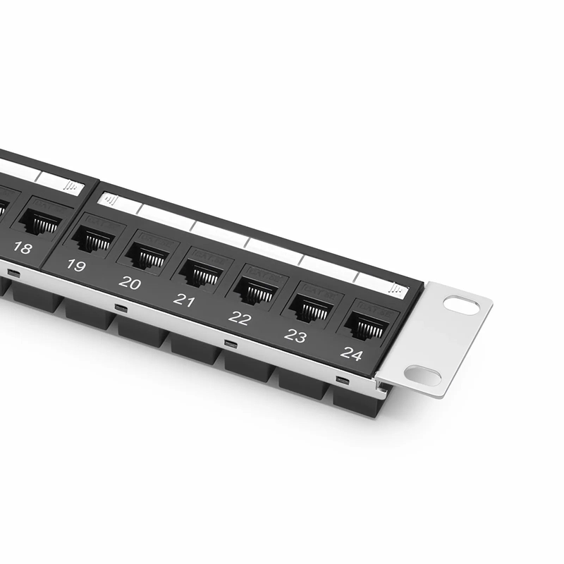 Refurb Squared Cat5e Coupler Patch Panel, 24-Port, 1RU, Cable Management Bar Included