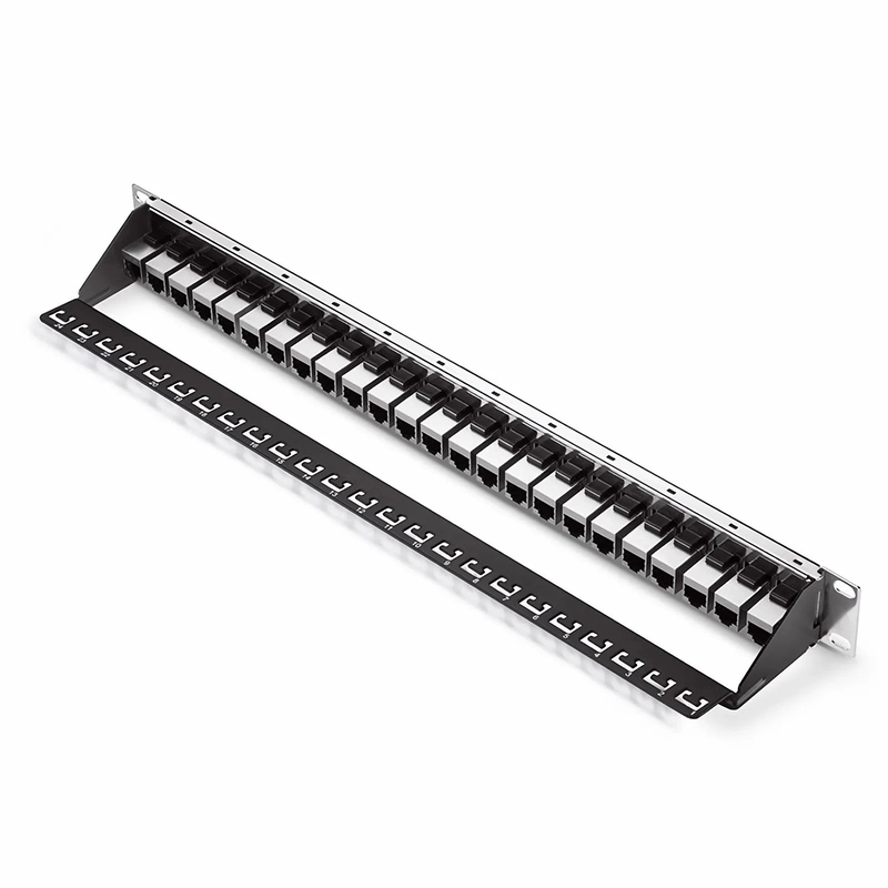Refurb Squared Cat5e Coupler Patch Panel, 24-Port, 1RU, Cable Management Bar Included