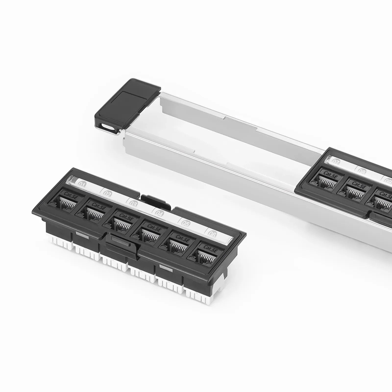 Refurb Squared FDMP Cat5e 110-Style Unshielded Recessed Patch Panel, 24-Port, 1RU, Cable Management Bar Included