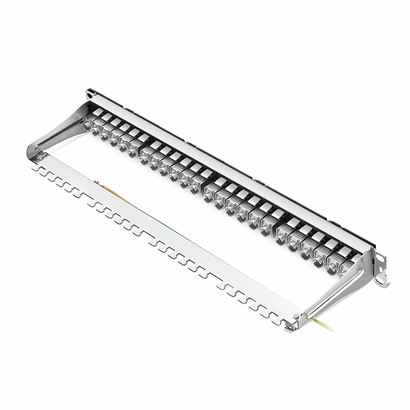 Refurb Squared FDMP Cat6a 110-Style Shielded Recessed Patch Panel, 24-Port, 1RU, Cable Management Bar Included