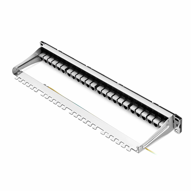 Refurb Squared FDMP Cat6a Shielded Coupler Recessed Patch Panel, 24-Port, 1RU, Cable Management Bar Included