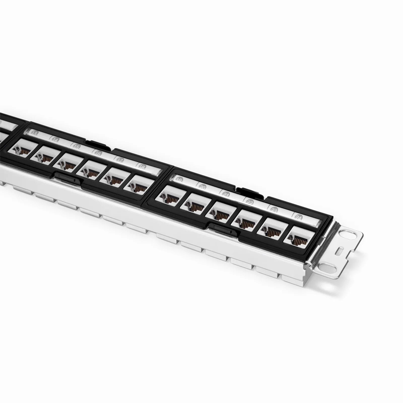Refurb Squared FDMP Cat6a Shielded Coupler Recessed Patch Panel, 24-Port, 1RU, Cable Management Bar Included